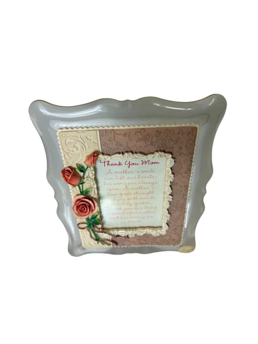 Thank You Mom Musical Frame Inspiration Rose Floral VTG Wind Beneath My Wings